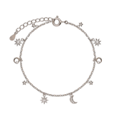 Pulseras Delicadas, Plata 925 bañada en rodio, Zirconia cúbica artificial