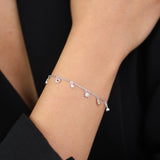 Pulseras Delicadas, Plata 925 bañada en rodio, Zirconia cúbica artificial
