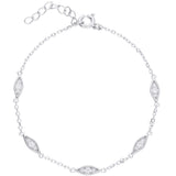 Pulseras Delicadas, Plata 925 bañada en rodio, Zirconia cúbica artificial