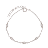 Pulseras Delicadas, Plata 925 bañada en rodio, Zirconia cúbica artificial