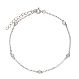 Pulseras Delicadas, Plata 925 bañada en rodio, Zirconia cúbica artificial