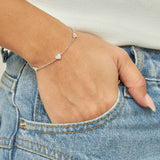 Pulseras Delicadas, Plata 925 bañada en rodio, Zirconia cúbica artificial