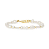Pulseras delicadas, Bañado en oro, Perla cultivada, Madreperla artificial, Vidrio de plomo