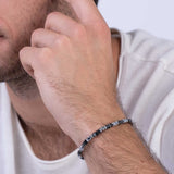 Pulsera de hombre, Acero inoxidable, Howlita artificial