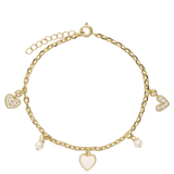 Pulseras Delicadas, Bañado en oro, Zirconia cúbica artificial, Perla cultivada, Esmalte