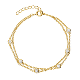Pulsera a capas, Bañado en oro, Zirconia cúbica artificial