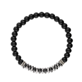 Pulsera de hombre, Acero inoxidable, Ónix artificial, Hematita artificial