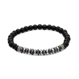 Pulsera de hombre, Acero inoxidable, Ónix artificial, Hematita artificial