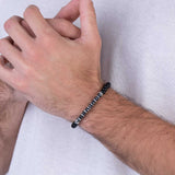 Pulsera de hombre, Acero inoxidable, Ónix artificial, Hematita artificial