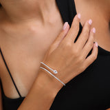 Esposas y brazaletes, Plata 925 bañada en rodio, Zirconia cúbica artificial