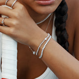 Pulsera de tenis, Plata 925 bañada en rodio, Zirconia cúbica artificial