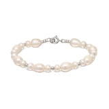 Pulsera de perlas, Plata 925 bañada en rodio, Perla cultivada