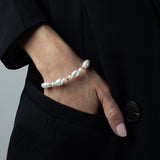 Pulsera de perlas, Plata 925 bañada en rodio, Perla cultivada