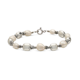 Pulsera de piedra, Piedras de hematita con metales, Perla cultivada, Hematita artificial