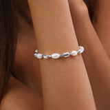 Pulsera de piedra, Piedras de hematita con metales, Perla cultivada, Hematita artificial