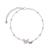 Pulseras Delicadas, Plata 925 bañada en rodio, Zirconia cúbica artificial