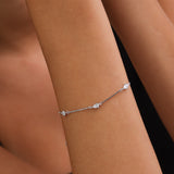Pulseras Delicadas, Plata 925 bañada en rodio, Zirconia cúbica artificial