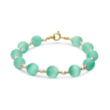 Pulsera de piedra, Bañado en oro, Madreperla artificial, Vidrio de plomo