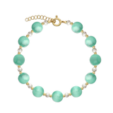 Pulsera de piedra, Bañado en oro, Madreperla artificial, Vidrio de plomo
