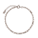 Pulsera a capas, Plata 925 bañada en rodio, Sin piedra
