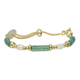Pulsera de piedra, Bañado en oro, Aventurina artificial, Perla cultivada