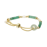 Pulsera de piedra, Bañado en oro, Aventurina artificial, Perla cultivada