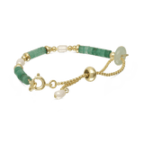 Pulsera de piedra, Bañado en oro, Aventurina artificial, Perla cultivada