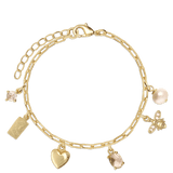 Pulseras Festivas, Bañado en oro, Zirconia cúbica artificial, Perla cultivada