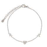 Pulseras Delicadas, Plata 925 bañada en rodio, Zirconia cúbica artificial