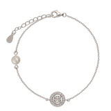 Pulseras Festivas, Plata 925 bañada en rodio, Zirconia cúbica artificial, Perla cultivada