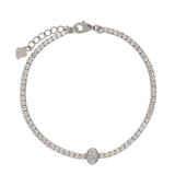 Pulsera de tenis, Plata 925 bañada en rodio, Zirconia cúbica artificial