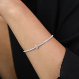Pulsera de tenis, Plata 925 bañada en rodio, Zirconia cúbica artificial