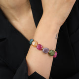 Pulsera de piedra, Bañado en oro, Ágata artificial