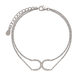 Pulsera a capas, Plata 925 bañada en rodio, Zirconia cúbica artificial