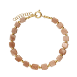 Pulsera de piedra, Bañado en oro, Cristal de aventurina artificial