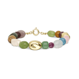 Pulsera de piedra, Bañado en oro, Amatista artificial, Cuarzo rosa artificial, Perla cultivada, Jadeíta artificial, Cuarzo artificial