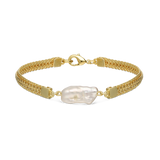 Pulsera de perlas, Bañado en oro, Perla cultivada