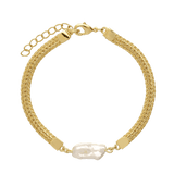Pulsera de perlas, Bañado en oro, Perla cultivada