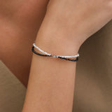 Pulsera a capas, Acero inoxidable, Madreperla artificial, Espinela artificial