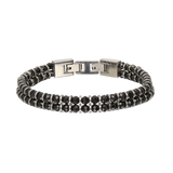 Pulsera de hombre, Acero inoxidable, Ónix artificial, Hematita artificial