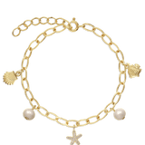Pulseras Festivas, Bañado en oro, Zirconia cúbica artificial, Perla cultivada
