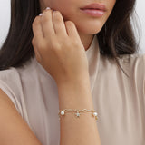 Pulseras Festivas, Bañado en oro, Zirconia cúbica artificial, Perla cultivada