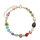 Pulsera de piedra, Bañado en oro, Coral artificial, Perla cultivada, Madreperla artificial, Vidrio de plomo, Jadeíta artificial, Vidrio Murano artific