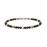Pulsera de hombre, Acero inoxidable, Ónix artificial, Ojo de tigre artificial