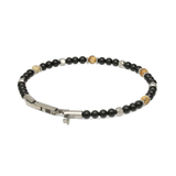 Pulsera de hombre, Acero inoxidable, Ónix artificial, Ojo de tigre artificial