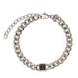 Pulsera de hombre, Acero inoxidable, Amatista artificial