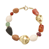 Pulsera de piedra, Bañado en oro, Aventurina artificial, Ónix artificial, Jadeíta artificial, Jaspe artificial