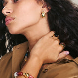 Pulsera de piedra, Bañado en oro, Aventurina artificial, Ónix artificial, Jadeíta artificial, Jaspe artificial