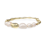 Pulsera de piedra, Bañado en oro, Perla cultivada, Rezin