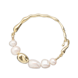 Pulsera de piedra, Bañado en oro, Perla cultivada, Rezin